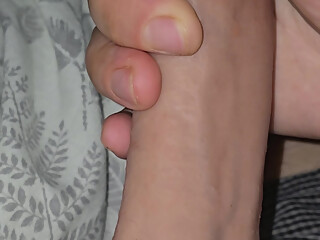 Step mom saw step son erection and handjob his dick