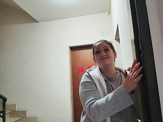 My neighbor rings the doorbell and asks me for help... I help her by fucking her.