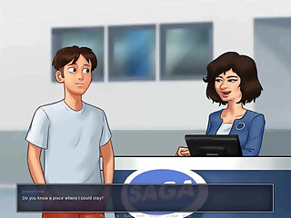 Summertime saga: Asian girl takes big cock at work ep 201