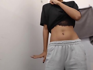 Cute desi college girl playing hard in rain boobies shak