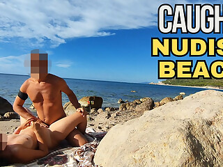 Strangers caught my wife touching and FUCKING my BIG COCK on a public nude beach - Real amateur french - MissCreamy