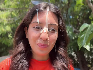 Public Blowjob in the Bushes with Stranger and Crazy Cumwalk Covered in Cum