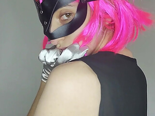Shhh, it's just me, my big tits, and my secret kitten mask play